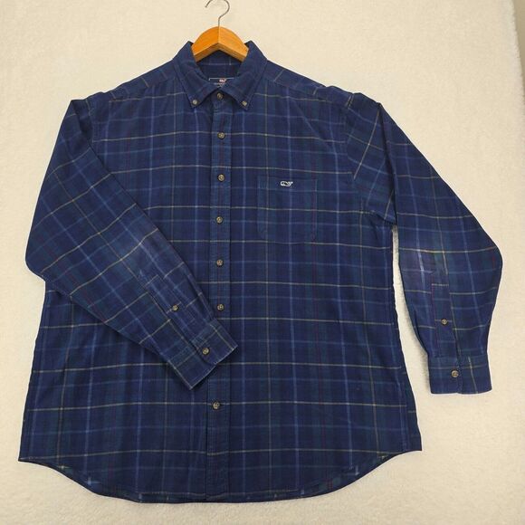 Vineyard Vines Classic Fit Mens Long Sleeve Plaid‎ Tucker Shirt Size XL Blue - Picture 2 of 16